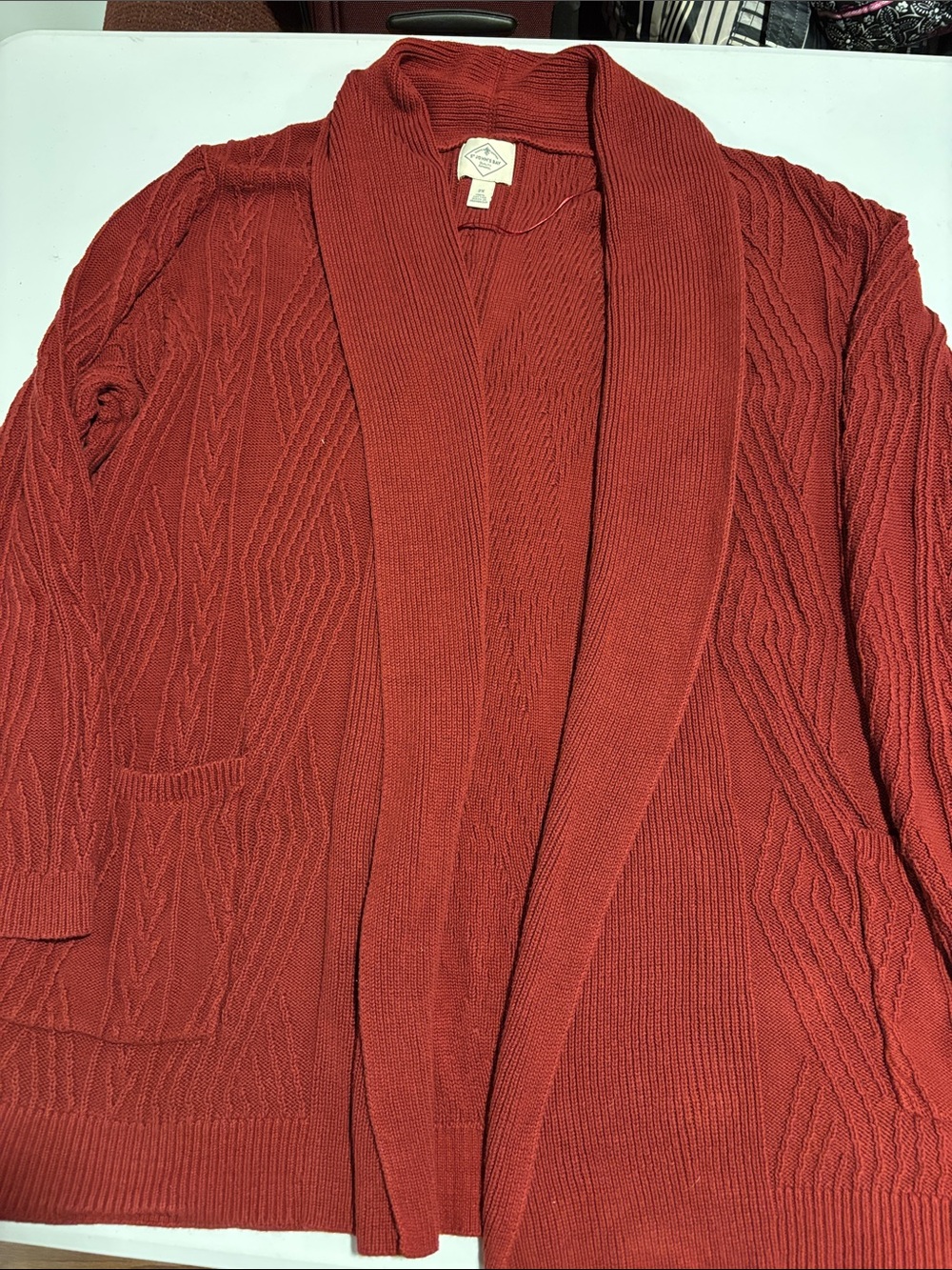 WOMENS 2X Cozy Open-Front Shawl Collar Sweater Cardigan - Deep Red